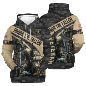 Veteran Camo Honor The Fallen U.S. Army Veterans All Over Prints Zipper Hoodie Shirt