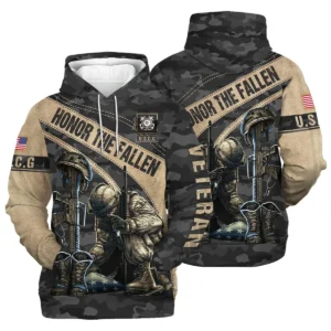 Veteran Camo Honor The Fallen U.S. Coast Guard Veterans All Over Prints Zipper Hoodie Shirt