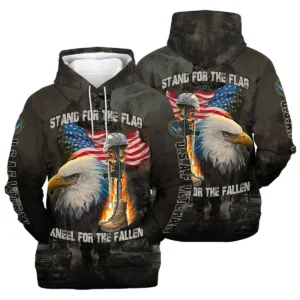 Veteran Stand For The Flag Kneel For The Fallen U.S. Air Force Veterans All Over Prints Zipper Hoodie Shirt