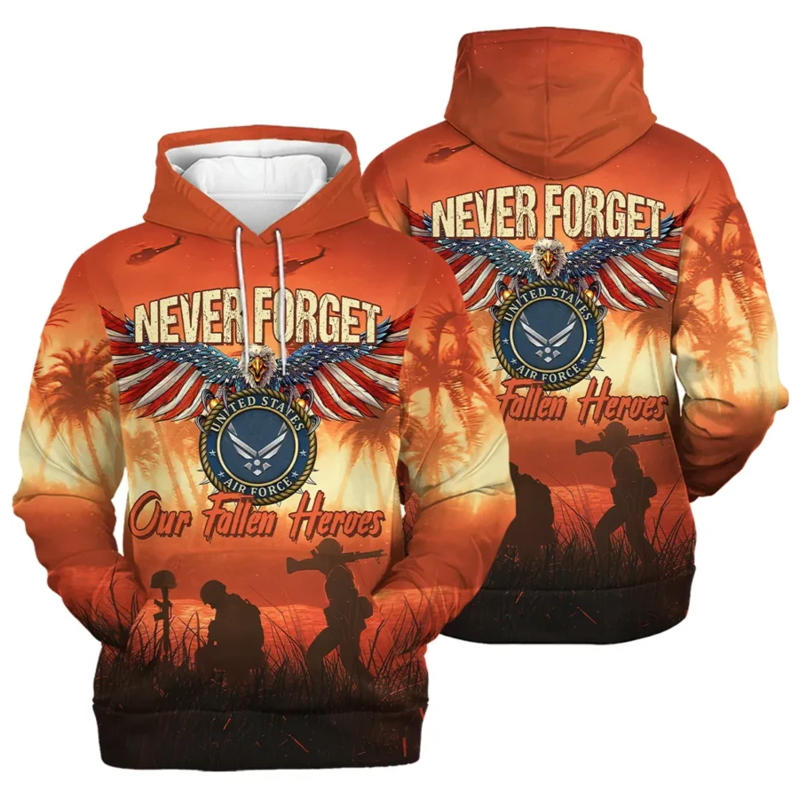 Veteran Never Forget Our Fallen Heroes U.S. Air Force Veterans All Over Prints Hoodie Shirt