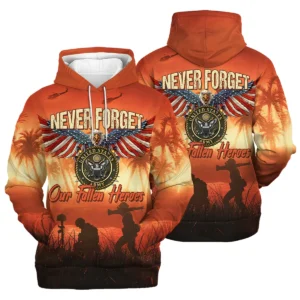 Veteran Never Forget Our Fallen Heroes U.S. Army Veterans All Over Prints Zipper Hoodie Shirt