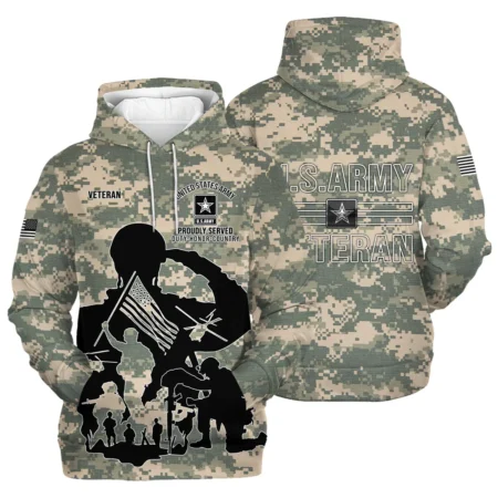 Veteran Proudly Served Duty Honor Country U.S. Army Veterans All Over Prints Hoodie Shirt