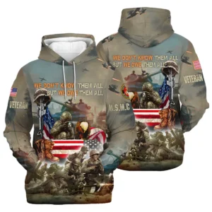 Veteran We Dont Know Them All But We Owe Them All U.S. Marine Corps Veterans All Over Prints Long Polo Shirt