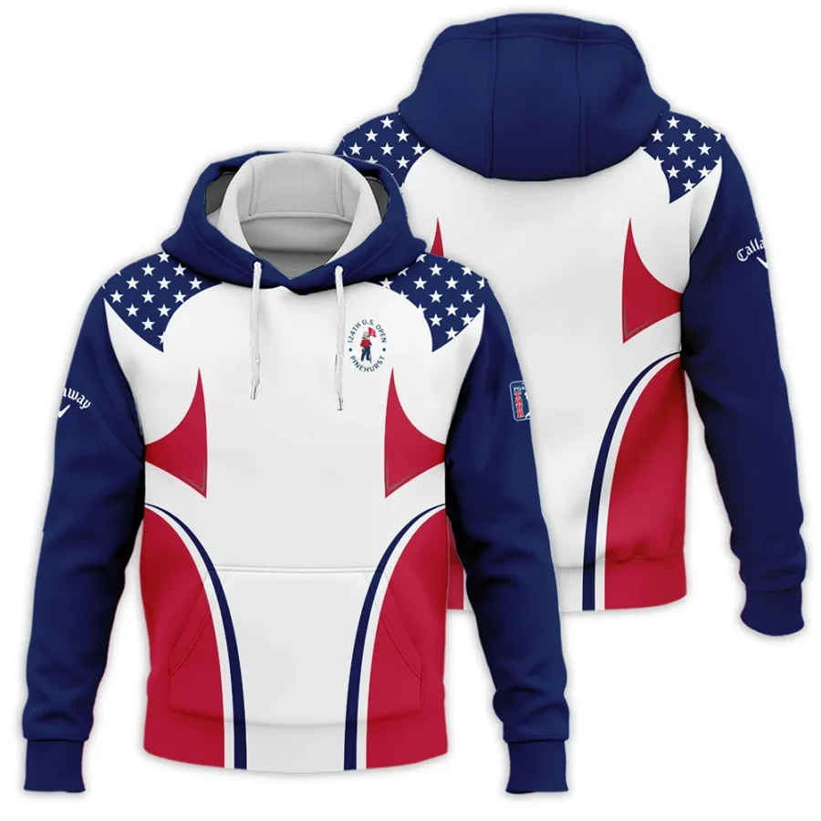 124th U.S. Open Pinehurst Callaway Stars White Dark Blue Red Line Hoodie Shirt Style Classic Hoodie Shirt