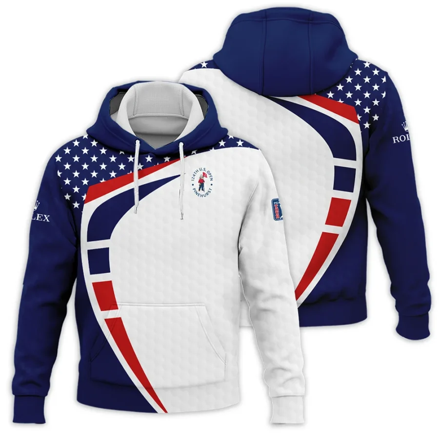 Blue Red Golf Pattern Star White 124th U.S. Open Pinehurst Rolex Hoodie Shirt Style Classic