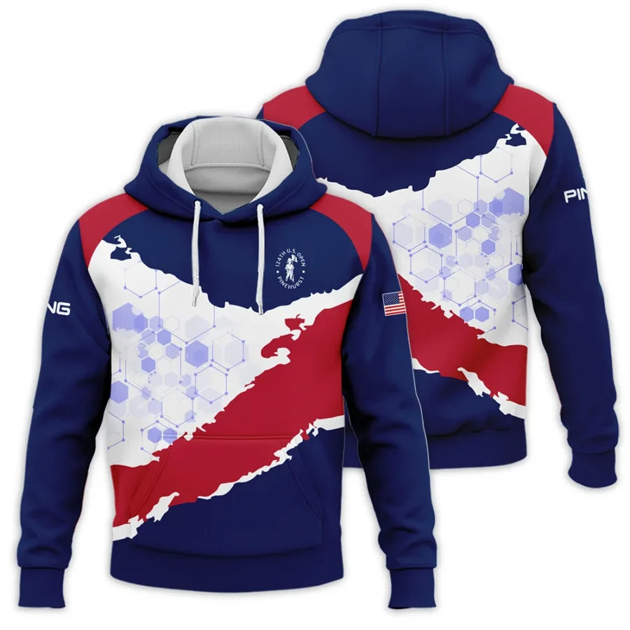 Ping 124th U.S. Open Pinehurst Red Dark Blue White Abstract Background Hoodie Shirt Style Classic