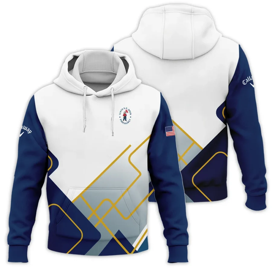 124th U.S. Open Pinehurst Blue Yellow Line White Callaway Hoodie Shirt Style Classic