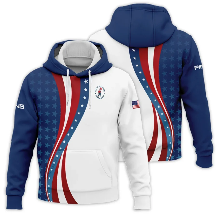 124th U.S. Open Pinehurst Blue Gradient Red White Star Ping Hoodie Shirt Style Classic