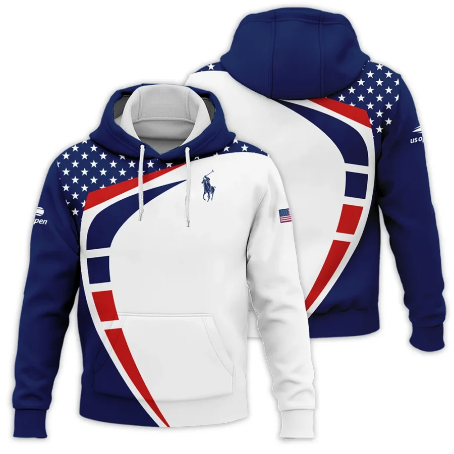 US Open Tennis Champions Blue Red Star White Ralph Lauren Performance Hoodie Shirt