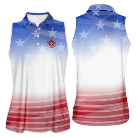 Star White Blue Red Background Nike 79th U.S. Women’s Open Lancaster Zipper Short Polo Shirt