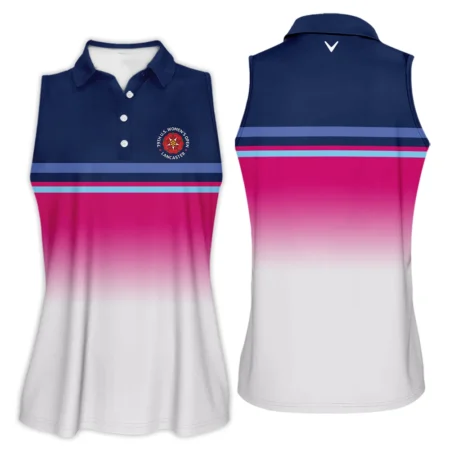 Dark Blue Pink White Line Callaway 79th U.S. Women’s Open Lancaster Zipper Short Polo Shirt