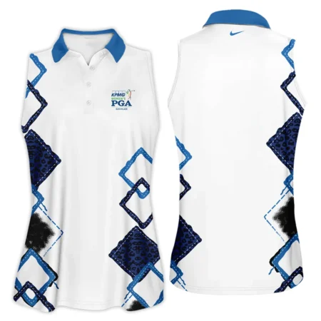 Nike 2024 KPMG Women's PGA Championship Dark Blue Grunge Brush Pattern Background Sleeveless Polo Shirt
