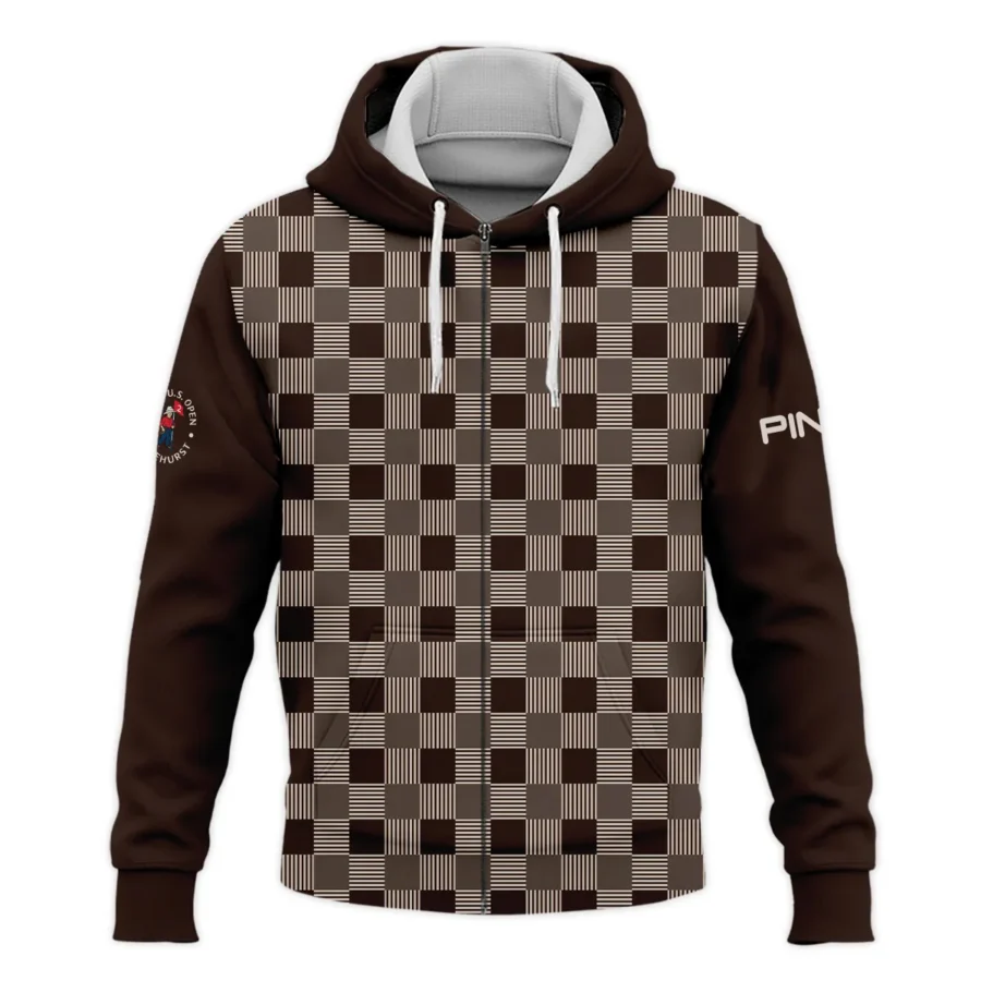 Golf Brown Square Pattern 124th U.S. Open Pinehurst Ping Zipper Hoodie Shirt Style Classic