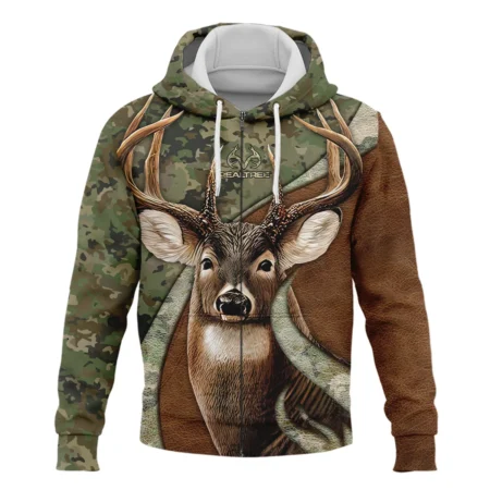 Deer Hunting Camo Realtree All Over Prints Zipper Polo Shirt Style Classic Zipper Polo Shirt