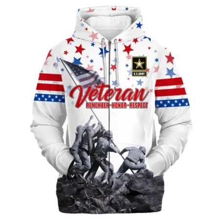 Veteran Memorial Day Remember Honor Respect U.S. Army Veterans All Over Prints Zipper Hoodie Shirt