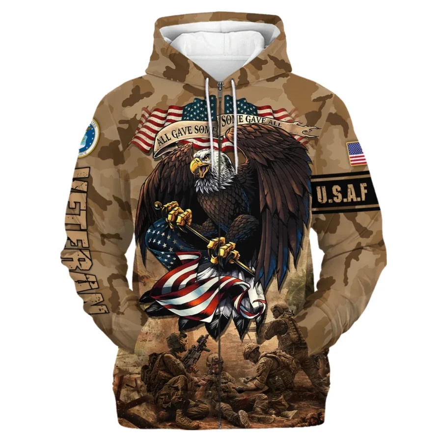 Veteran Camo Eagle All Gave Some Some Gave All U.S. Air Force Veterans All Over Prints Zipper Hoodie Shirt