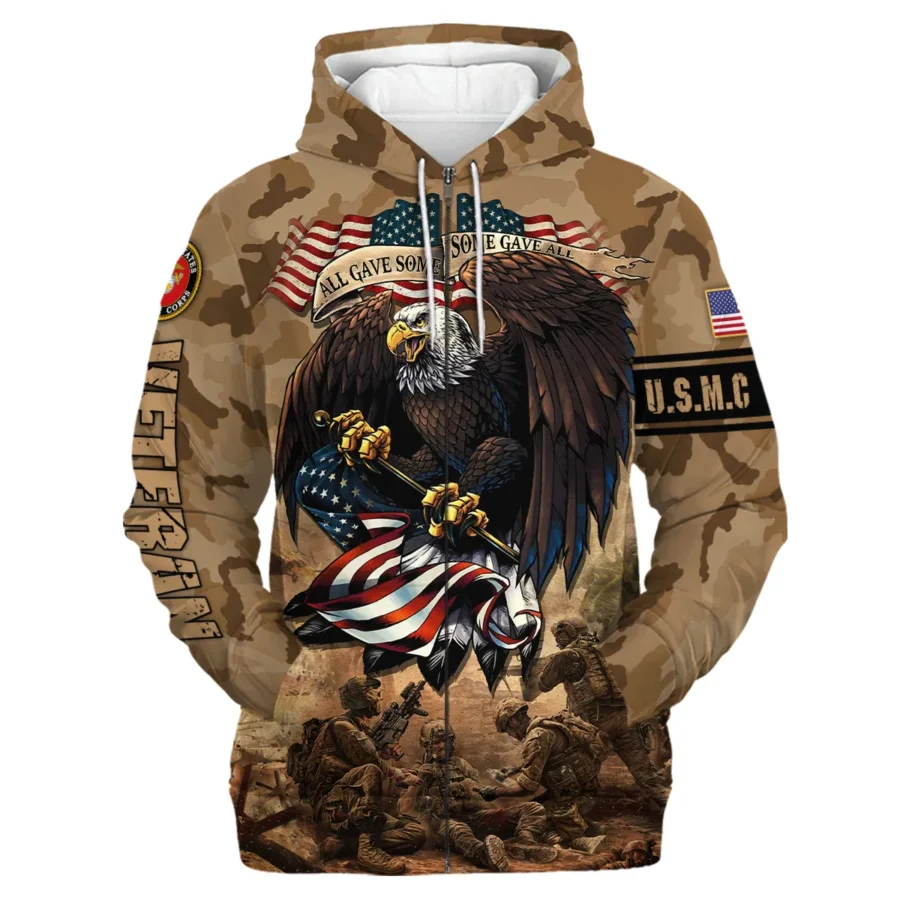 Veteran Camo Eagle All Gave Some Some Gave All U.S. Marine Corps Veterans All Over Prints Zipper Hoodie Shirt