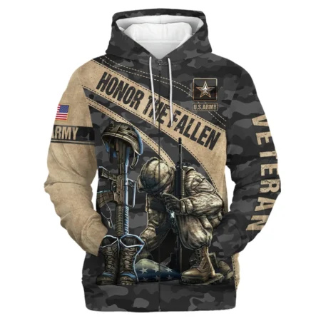 Veteran Camo Honor The Fallen U.S. Army Veterans All Over Prints Zipper Hoodie Shirt