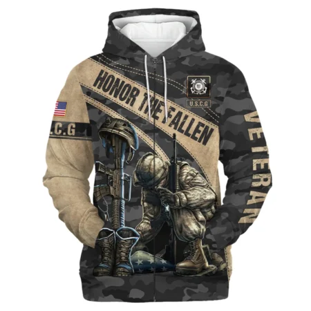 Veteran Camo Honor The Fallen U.S. Coast Guard Veterans All Over Prints Zipper Hoodie Shirt