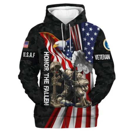 Veteran Honor The Fallen Dont You Dare Disrespect It U.S. Air Force Veterans All Over Prints Zipper Hoodie Shirt