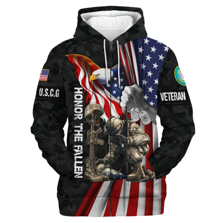 Veteran Honor The Fallen Dont You Dare Disrespect It U.S. Coast Guard Veterans All Over Prints Zipper Hoodie Shirt