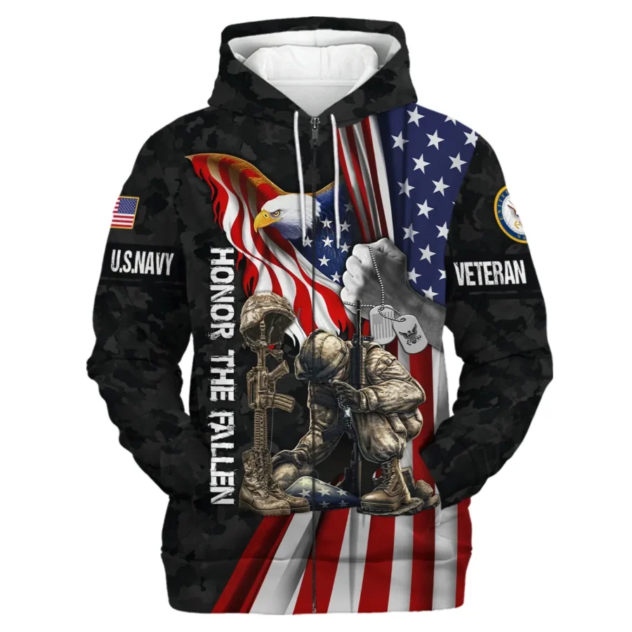 Veteran Honor The Fallen Dont You Dare Disrespect It U.S. Navy Veterans All Over Prints Zipper Hoodie Shirt