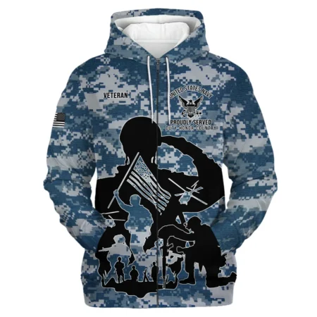 Veteran Proudly Served Duty Honor Country U.S. Navy Veterans All Over Prints Zipper Hoodie Shirt