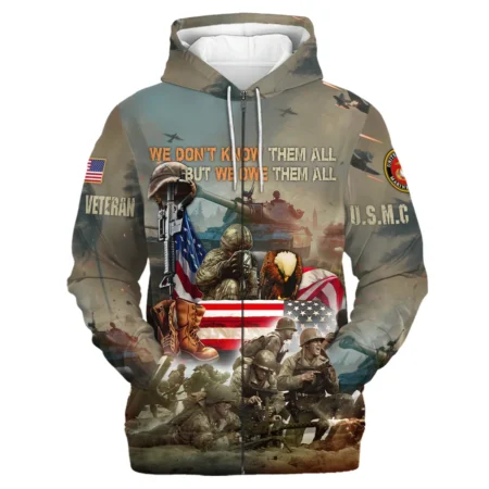 Veteran We Dont Know Them All But We Owe Them All U.S. Marine Corps Veterans All Over Prints Zipper Hoodie Shirt