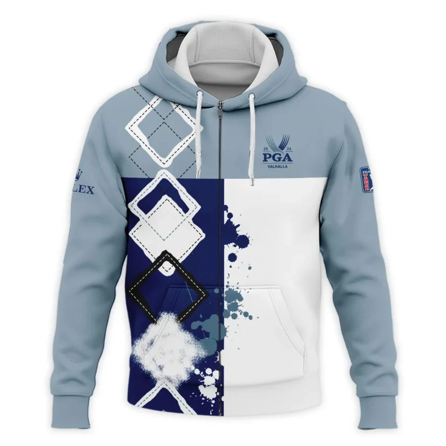 2024 PGA Championship Valhalla Rolex Blue White Brush Line Zipper Hoodie Shirt Style Classic Zipper Hoodie Shirt