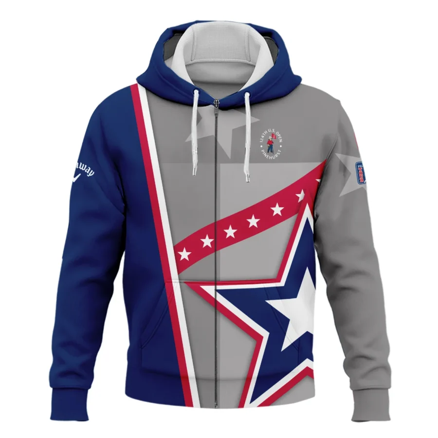 124th U.S. Open Pinehurst Callaway White Star Red Line Blue  Zipper Hoodie Shirt Style Classic Zipper Hoodie Shirt