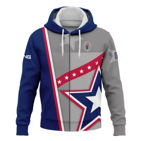 124th U.S. Open Pinehurst Ping White Star Red Line Blue  Zipper Hoodie Shirt Style Classic Zipper Hoodie Shirt