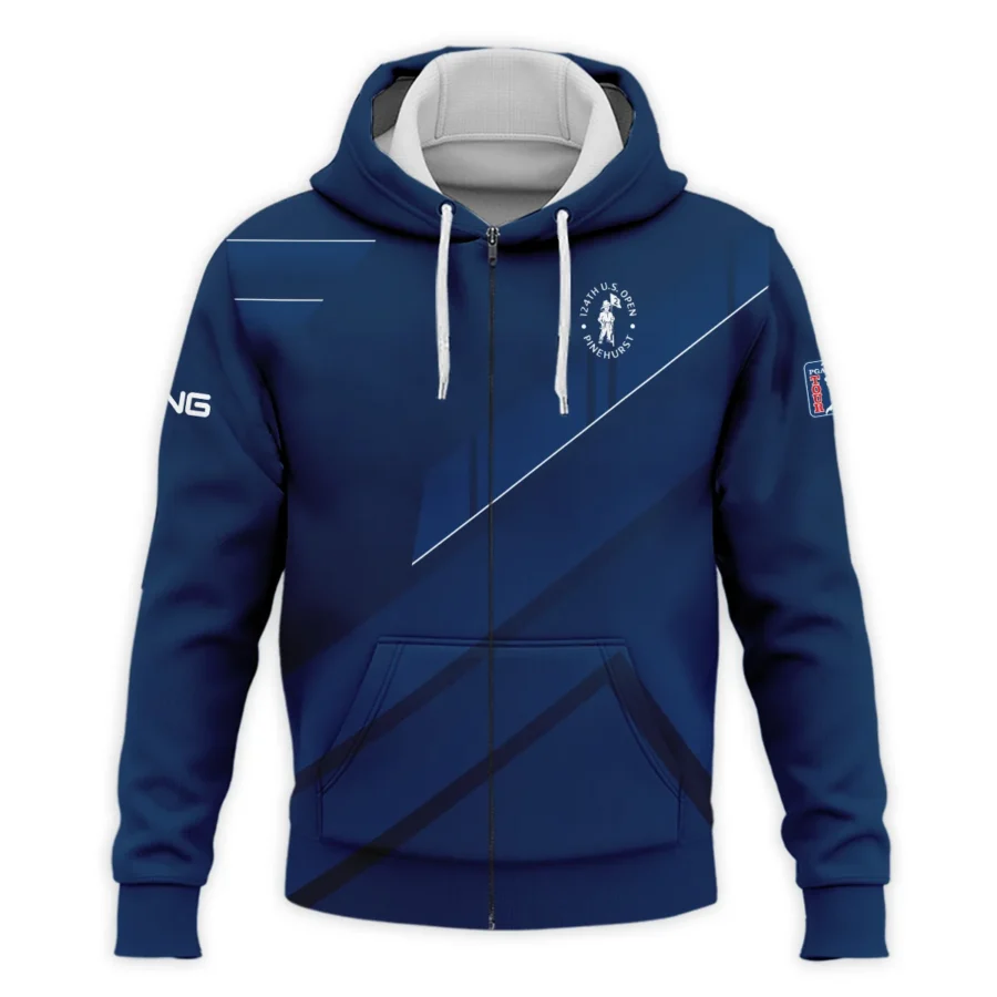 124th U.S. Open Pinehurst Dark Blue White Line Ping Zipper Hoodie Shirt Style Classic