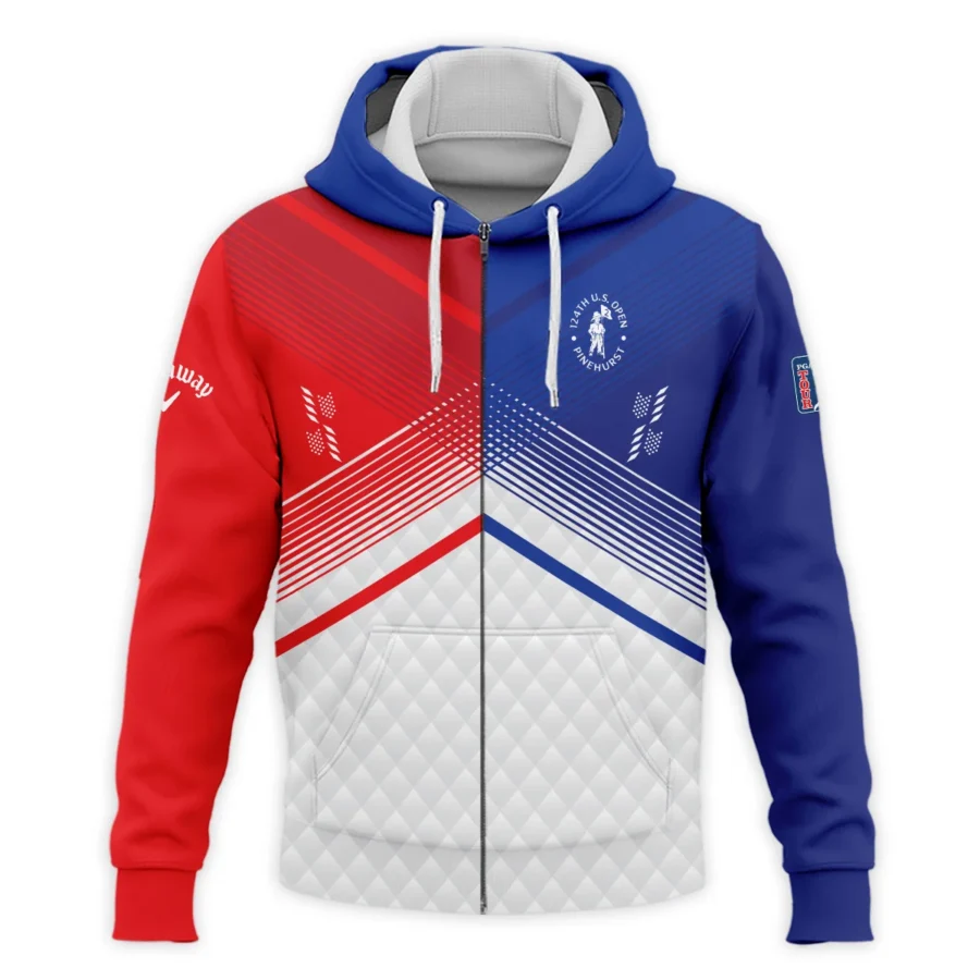 Callaway 124th U.S. Open Pinehurst Blue Red Line White Abstract Zipper Hoodie Shirt Style Classic