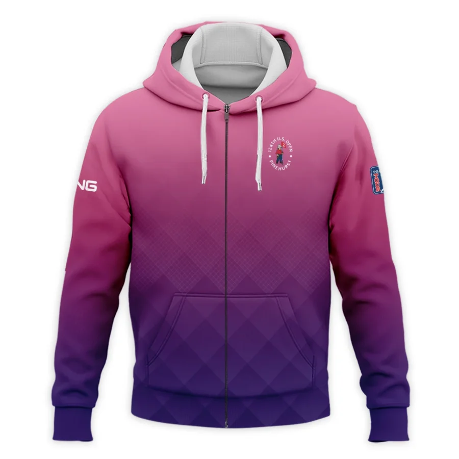 Ping 124th U.S. Open Pinehurst Purple Pink Gradient Abstract Zipper Hoodie Shirt Style Classic