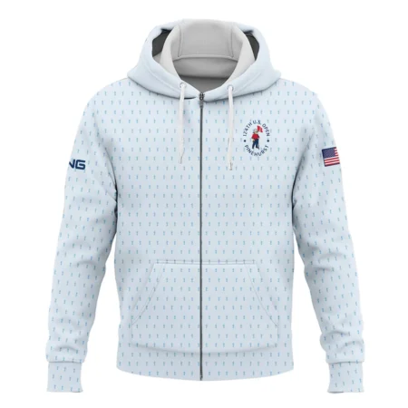 Golf Pattern Light Blue Cup 124th U.S. Open Pinehurst Ping Zipper Hoodie Shirt Style Classic