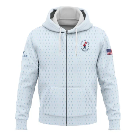 Golf Pattern Light Blue Cup 124th U.S. Open Pinehurst Rolex Zipper Hoodie Shirt Style Classic