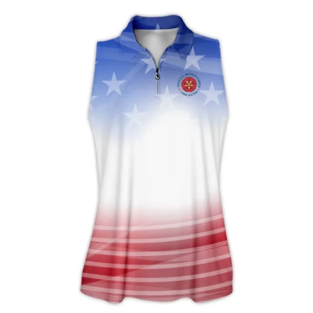 Star White Blue Red Background Callaway 79th U.S. Women’s Open Lancaster Zipper Sleeveless Polo Shirt