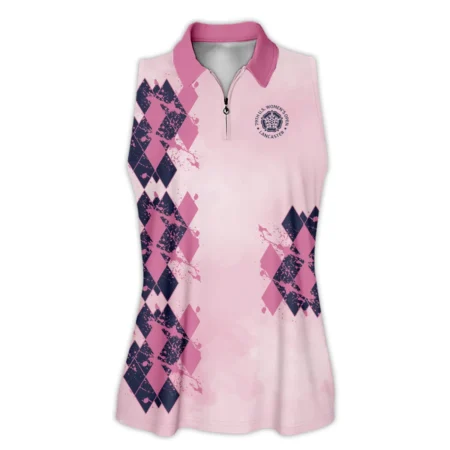 79th U.S. Women’s Open Lancaster Callaway Argyle Plaid Pink Blue Pattern Zipper Sleeveless Polo Shirt