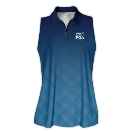 Callaway 2024 KPMG Women's PGA Championship Blue Diamond Abstract Zipper Sleeveless Polo Shirt