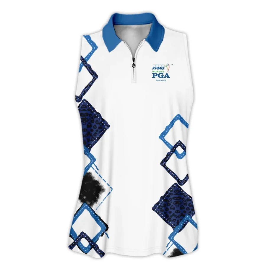 Callaway 2024 KPMG Women's PGA Championship Dark Blue Grunge Brush Pattern Background Zipper Sleeveless Polo Shirt