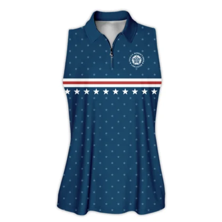 Golf Navy Blue Star American Nike 79th U.S. Women’s Open Lancaster Zipper Sleeveless Polo Shirt