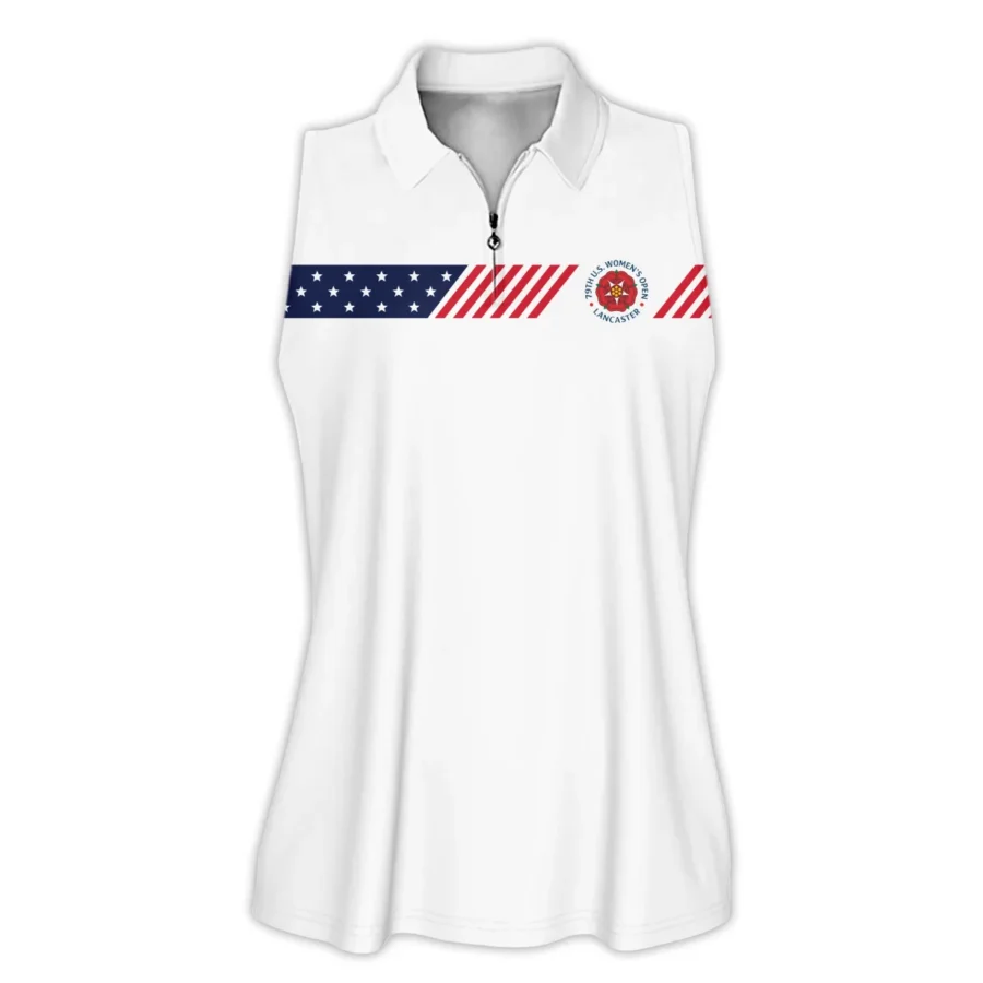 Golf American Flag White Callaway 79th U.S. Women’s Open Lancaster Zipper Sleeveless Polo Shirt