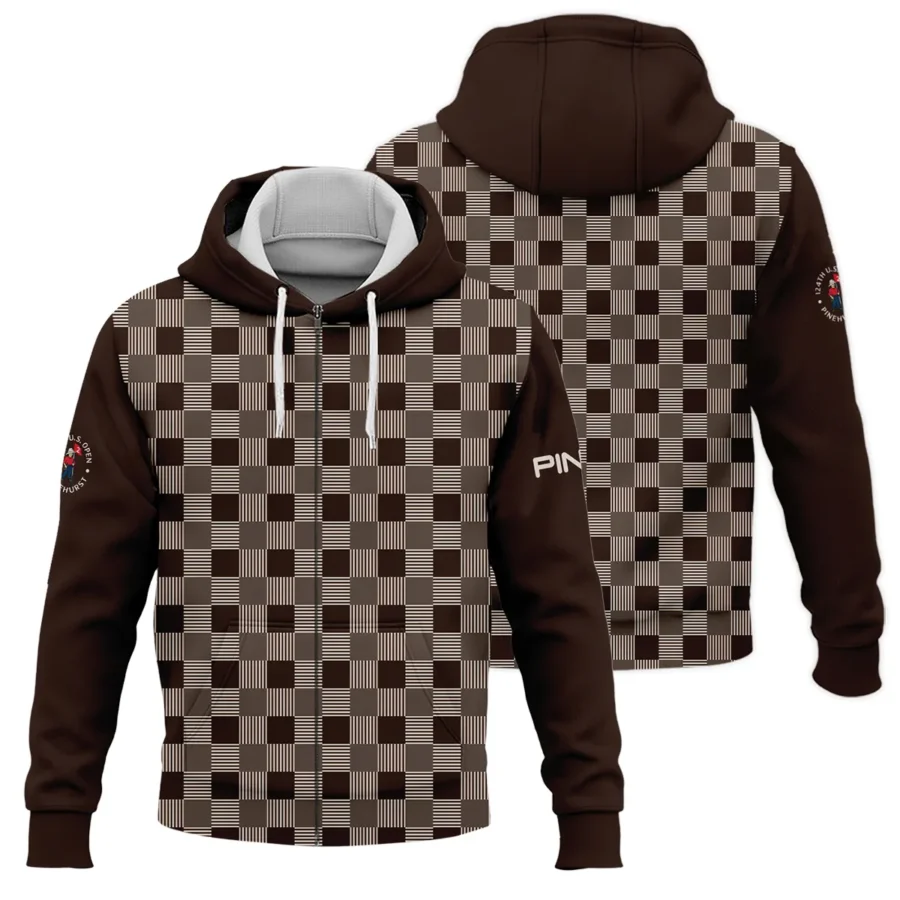 Golf Brown Square Pattern 124th U.S. Open Pinehurst Ping Zipper Hoodie Shirt Style Classic