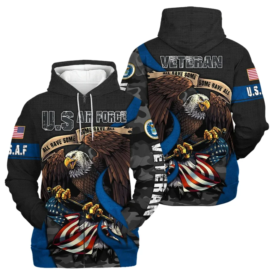 All Gave Some Some Gave All Veteran Eagle Flag U.S. Air Force Veterans All Over Prints Zipper Hoodie Shirt