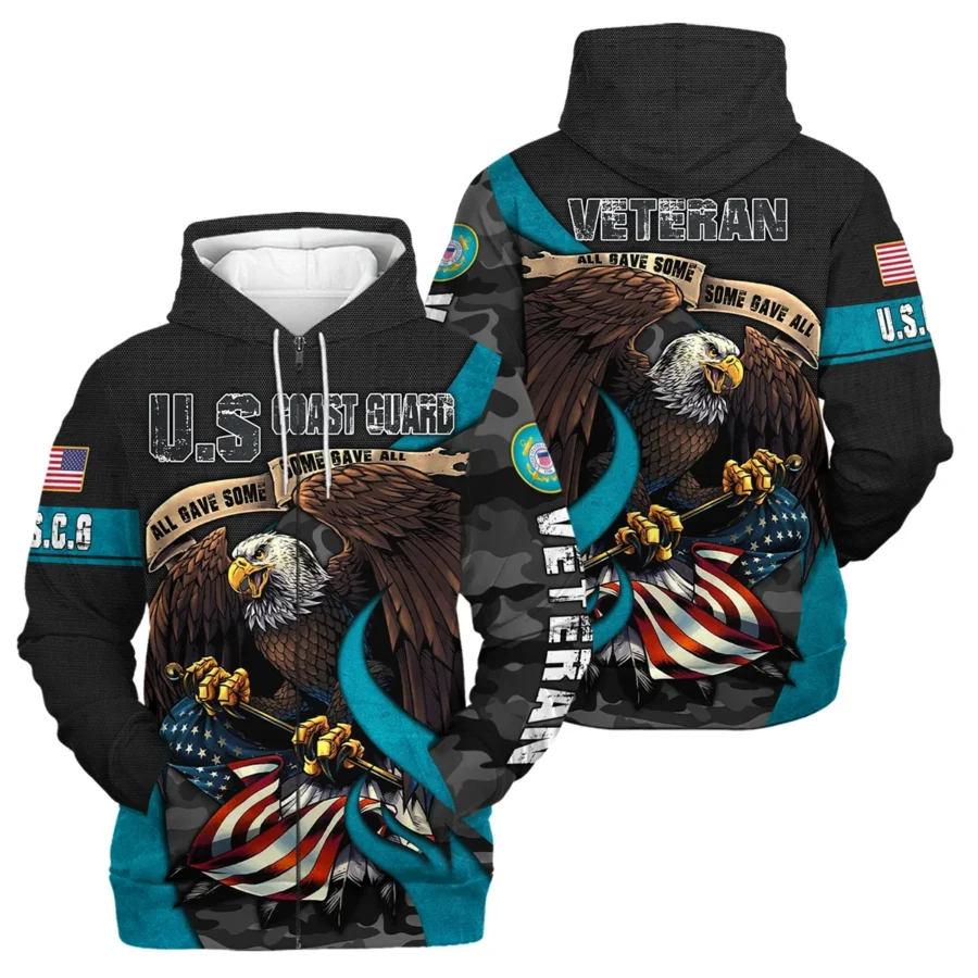 All Gave Some Some Gave All Veteran Eagle Flag U.S. Coast Guard Veterans All Over Prints Zipper Hoodie Shirt