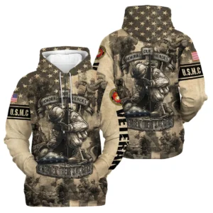 Veteran Remember Honor Respect Memorial Day U.S. Marine Corps Veterans All Over Prints Quarter-Zip Jacket