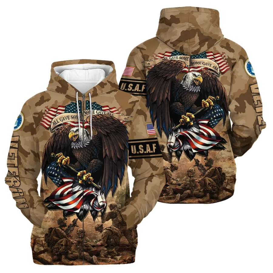 Veteran Camo Eagle All Gave Some Some Gave All U.S. Air Force Veterans All Over Prints Zipper Hoodie Shirt