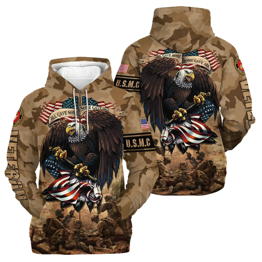 Veteran Camo Eagle All Gave Some Some Gave All U.S. Marine Corps Veterans All Over Prints Zipper Hoodie Shirt