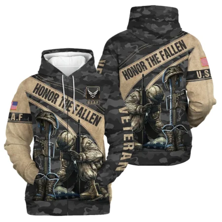 Veteran Camo Honor The Fallen U.S. Air Force Veterans All Over Prints Zipper Hoodie Shirt