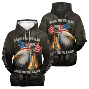 Veteran Stand For The Flag Kneel For The Fallen U.S. Army Veterans All Over Prints Quarter-Zip Jacket